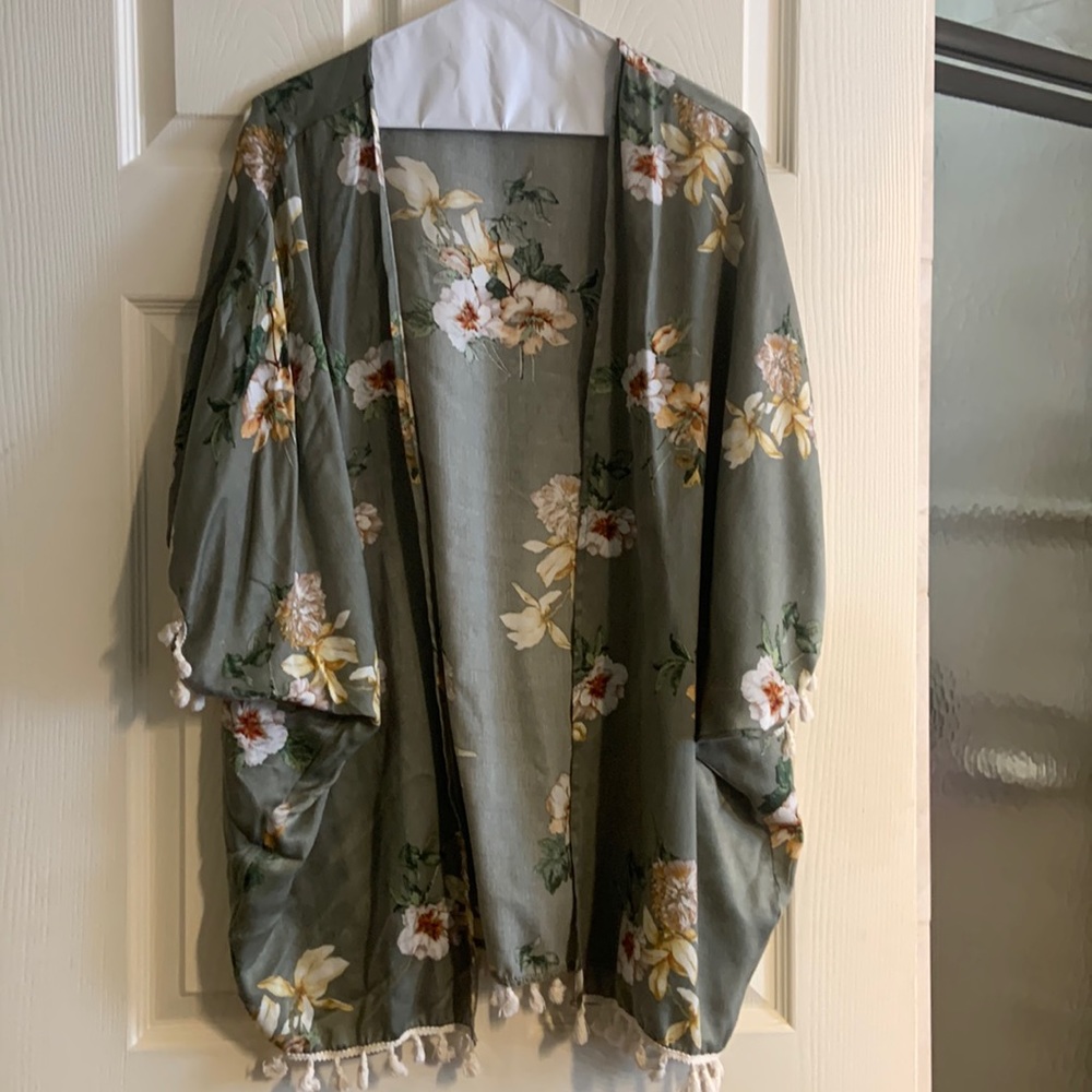 Green floral tunic